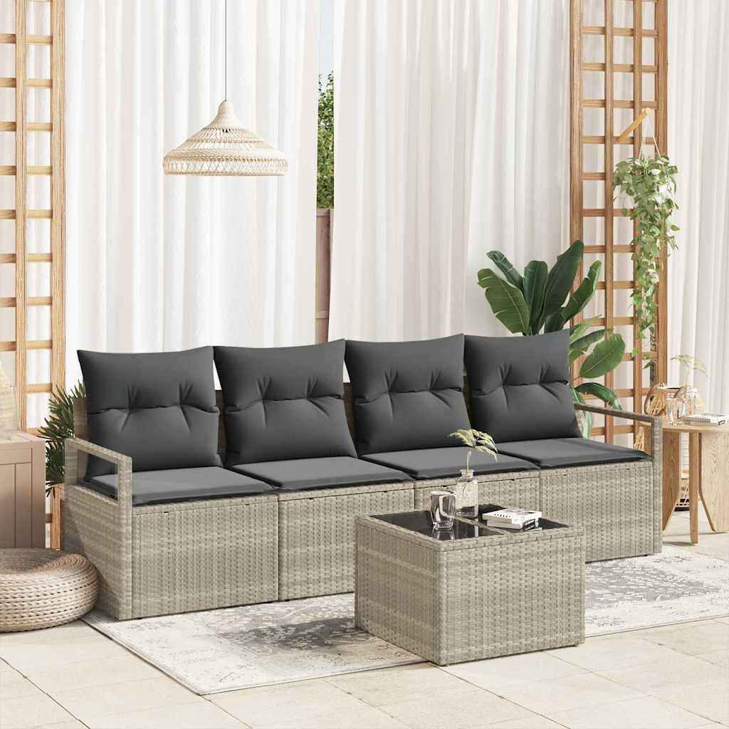 Garten-Sofa-Set 5 pcs Hellgrau und Dunkelgrau 55 x 55 x 37 cm